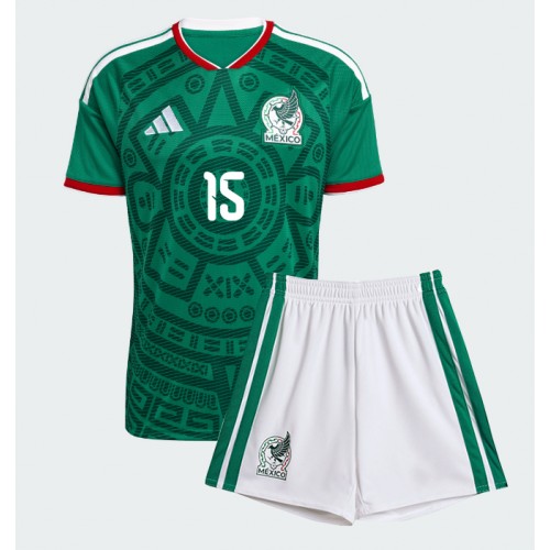 Mexiko Israel Reyes #15 Replika Hemmatröja Barn VM 2026 Kortärmad (+ Korta byxor)